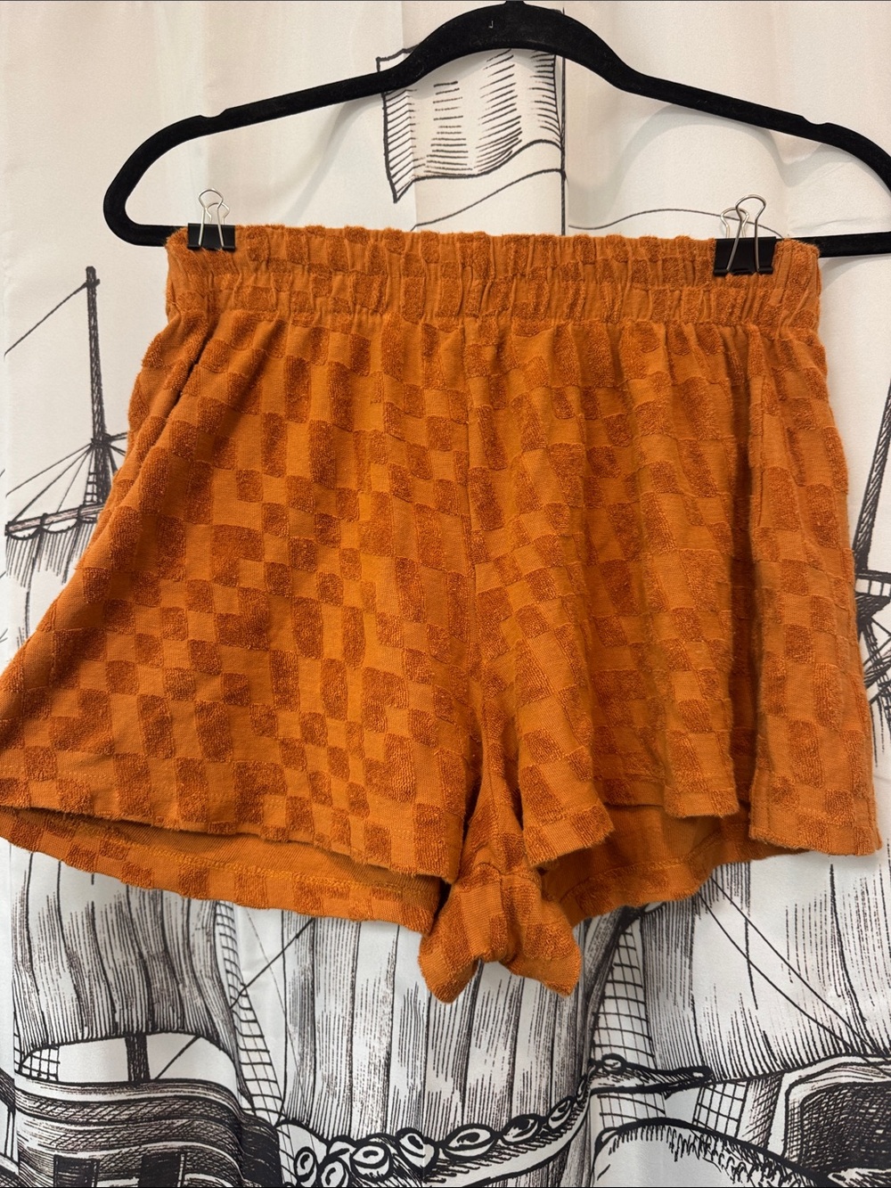 Billabong Comfort Orange Terry Checkerboard Shorts